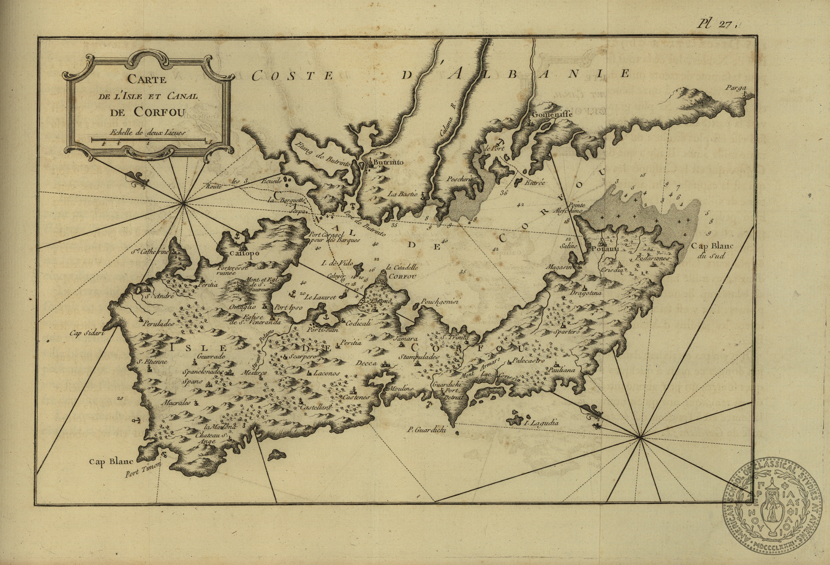 Carte de l' isle et canal de Corfou